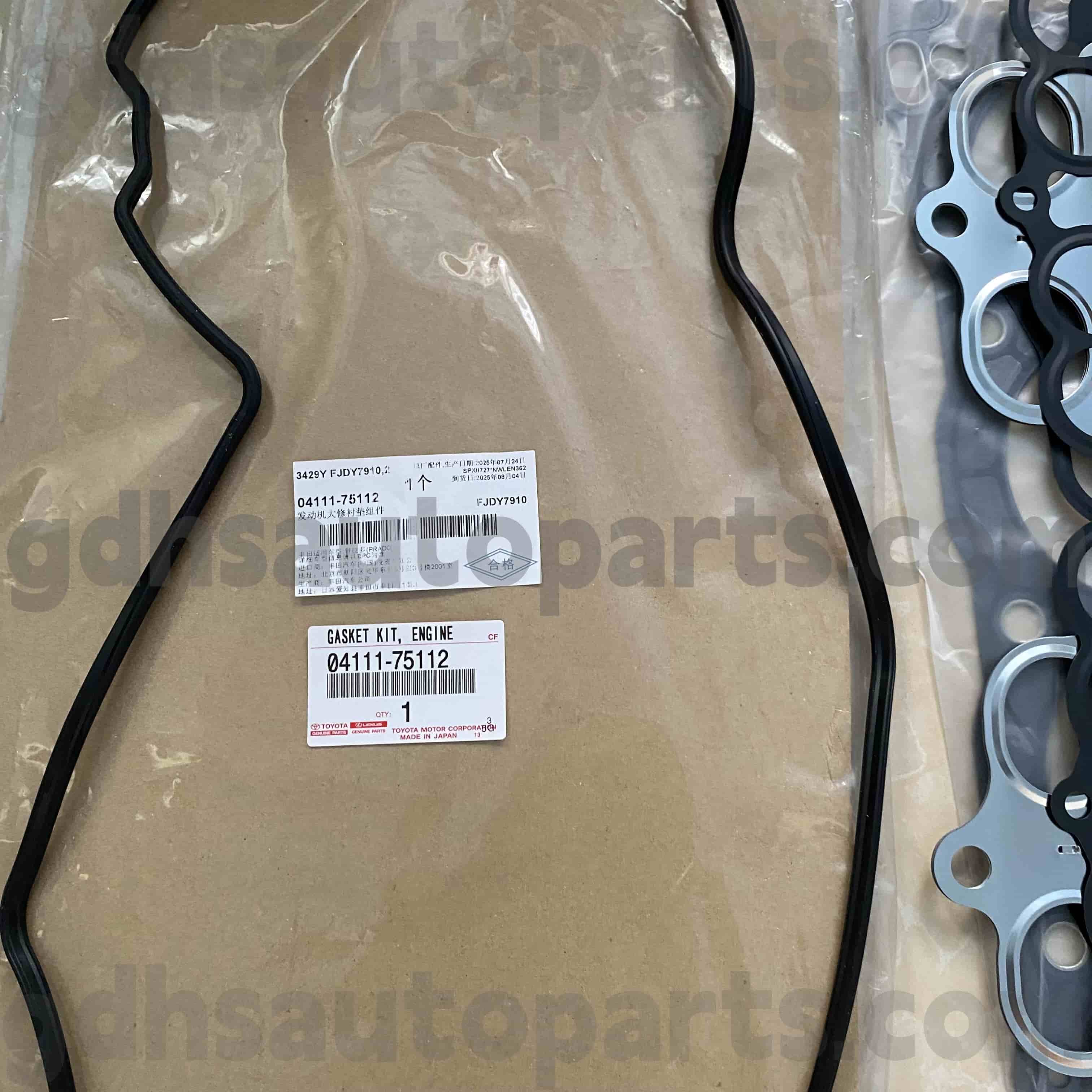 04111-75112 Kit de revisión del motor de piezas genuinas Toyota para DYNA200, Land Cruiser Prado