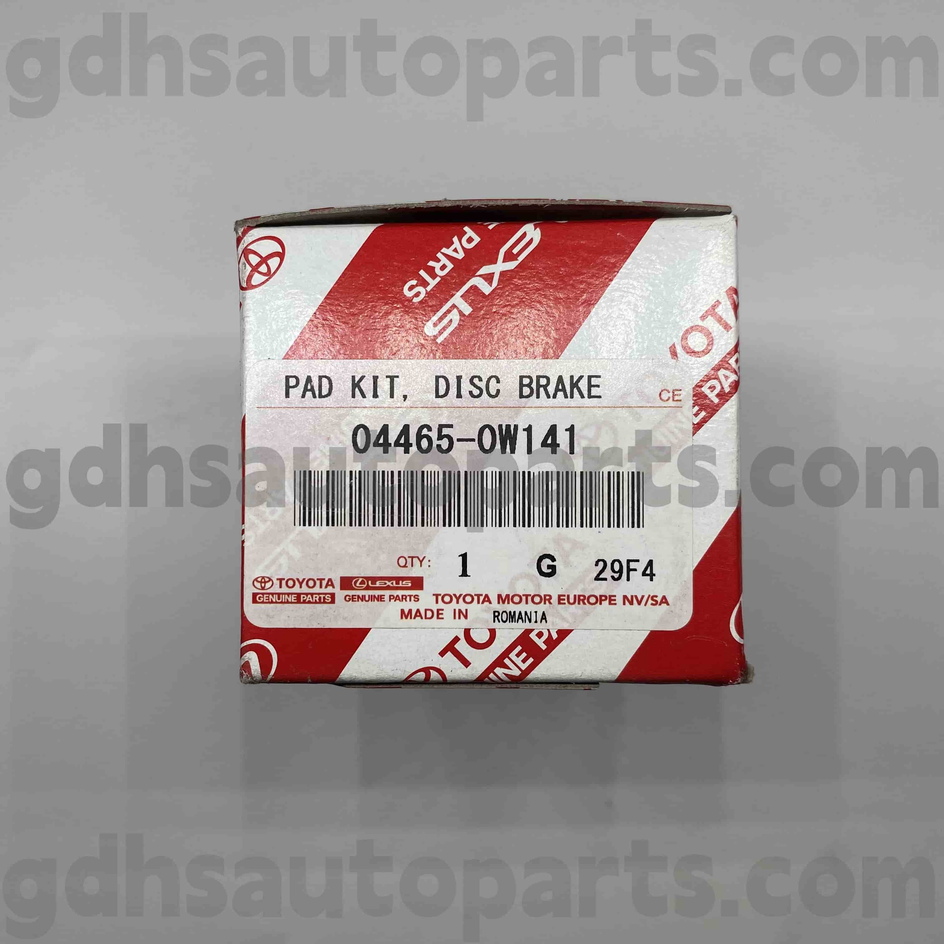 04465-0W141 Toyota Piezas genuinas Portas de freno delanteras para Prius, Lexus CT200H Chasis no. ZVW30..Eur