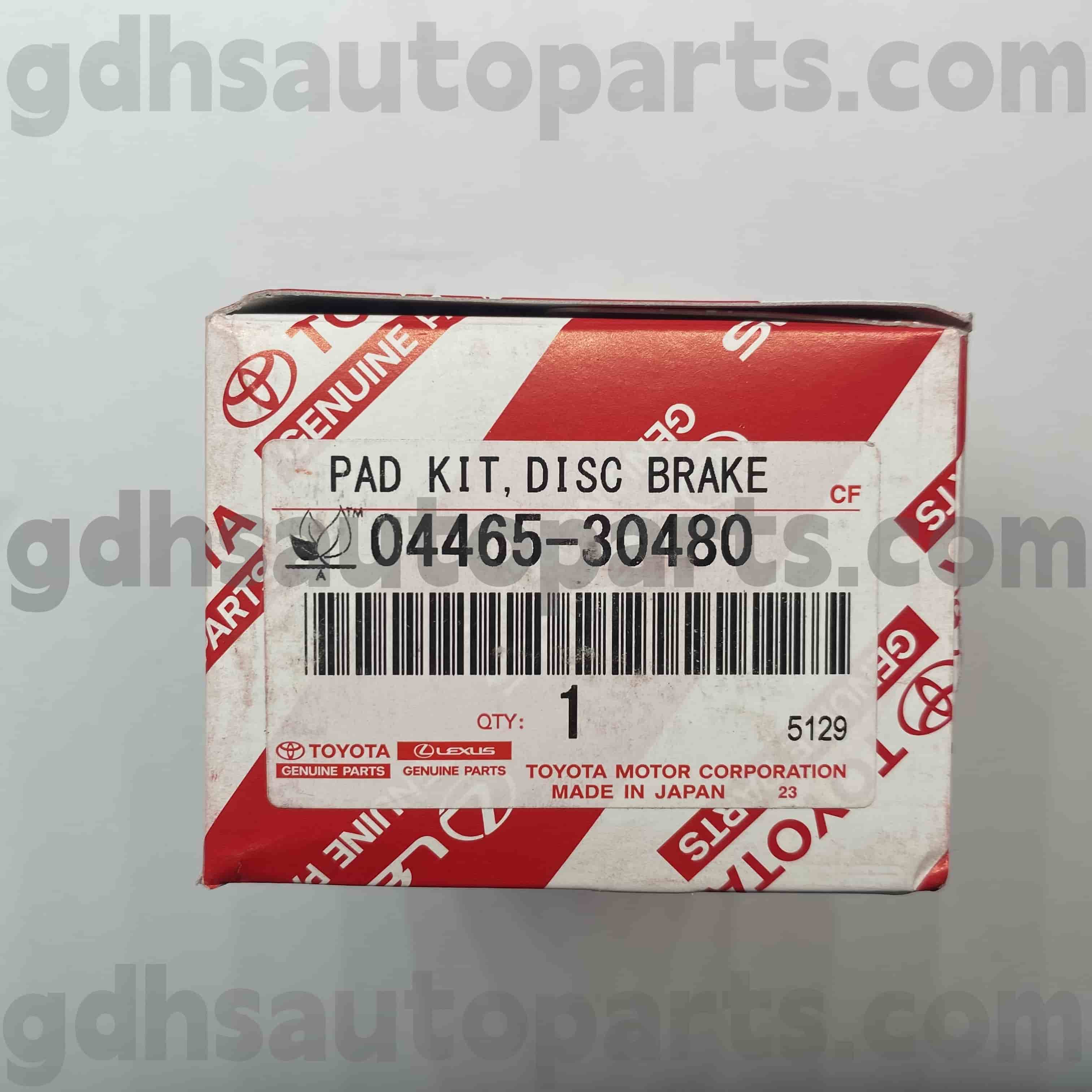 04465-30480 Toyota Partes genuinas Portas de freno delanteras para Mark X, Crown, Lexus es el chasis de la serie no. GSE30 GRX