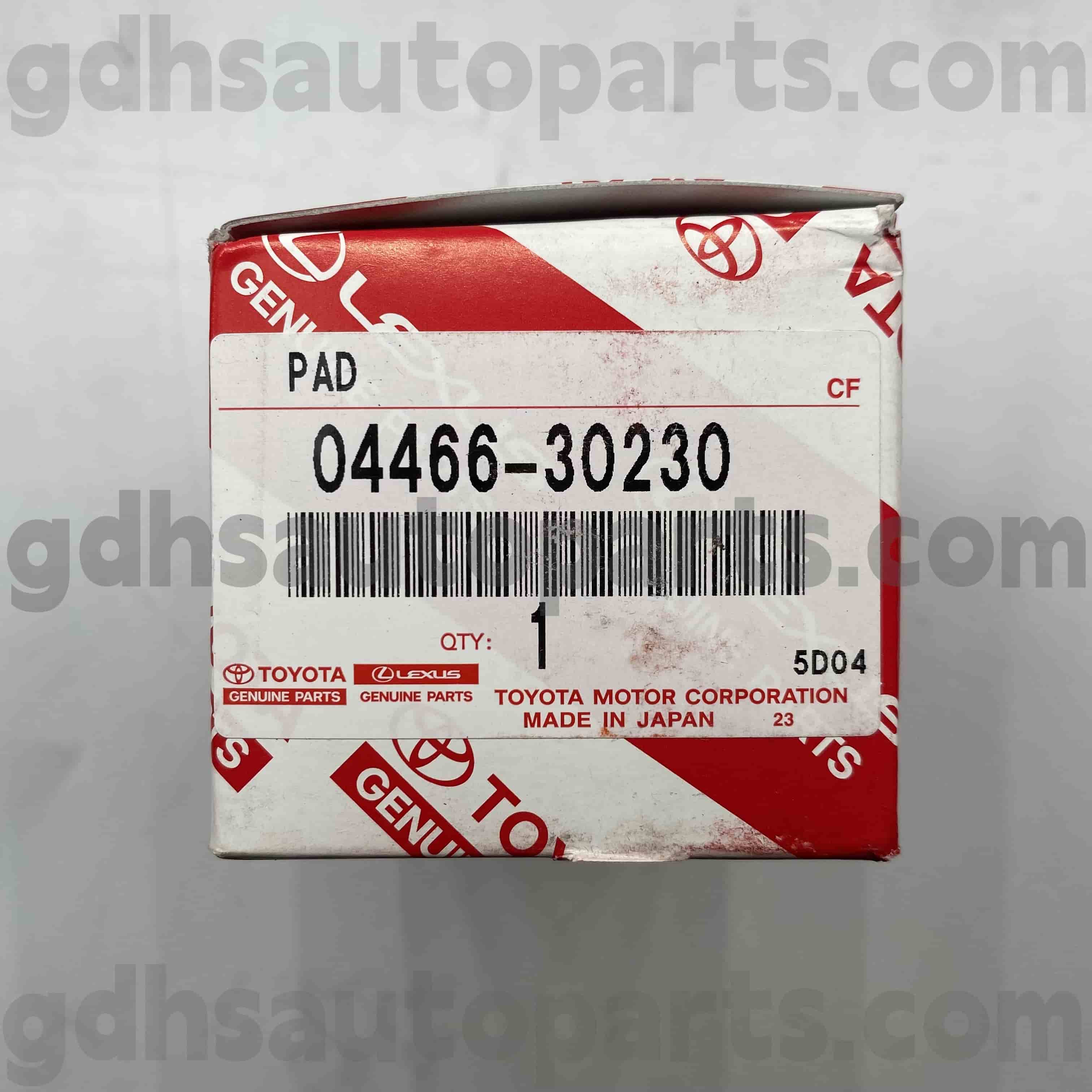04466-30230 Toyota piezas genuinas pastillas de freno traseras para Mark x, corona, chasis de reiz no. GRS20# GRX13#