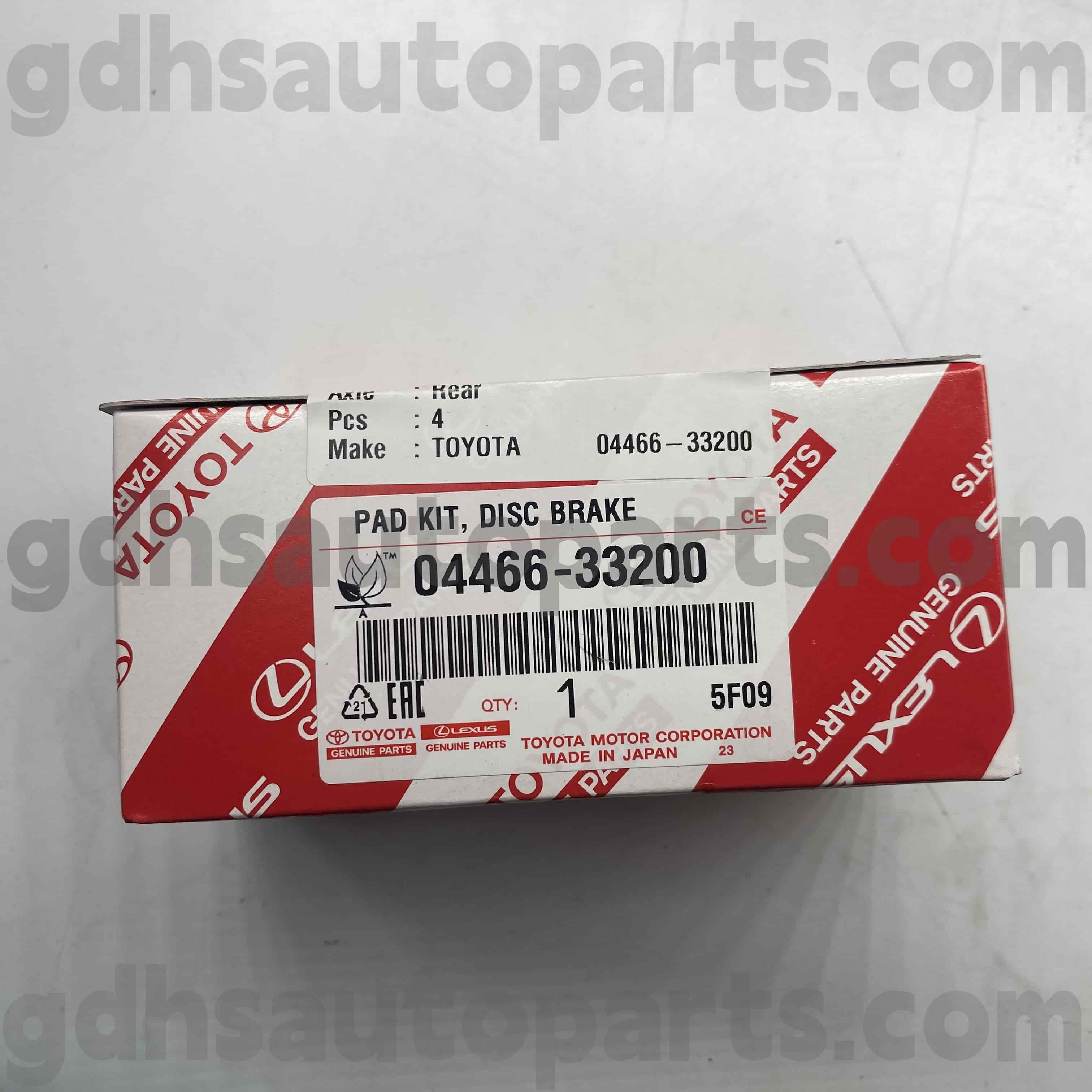 04466-33200 Toyota Piezas genuinas Portas de freno traseras para Camry/Hybrid, Lexus ES350 (NAP) Chasis no. ACV51 ASV50 AVV60 AS