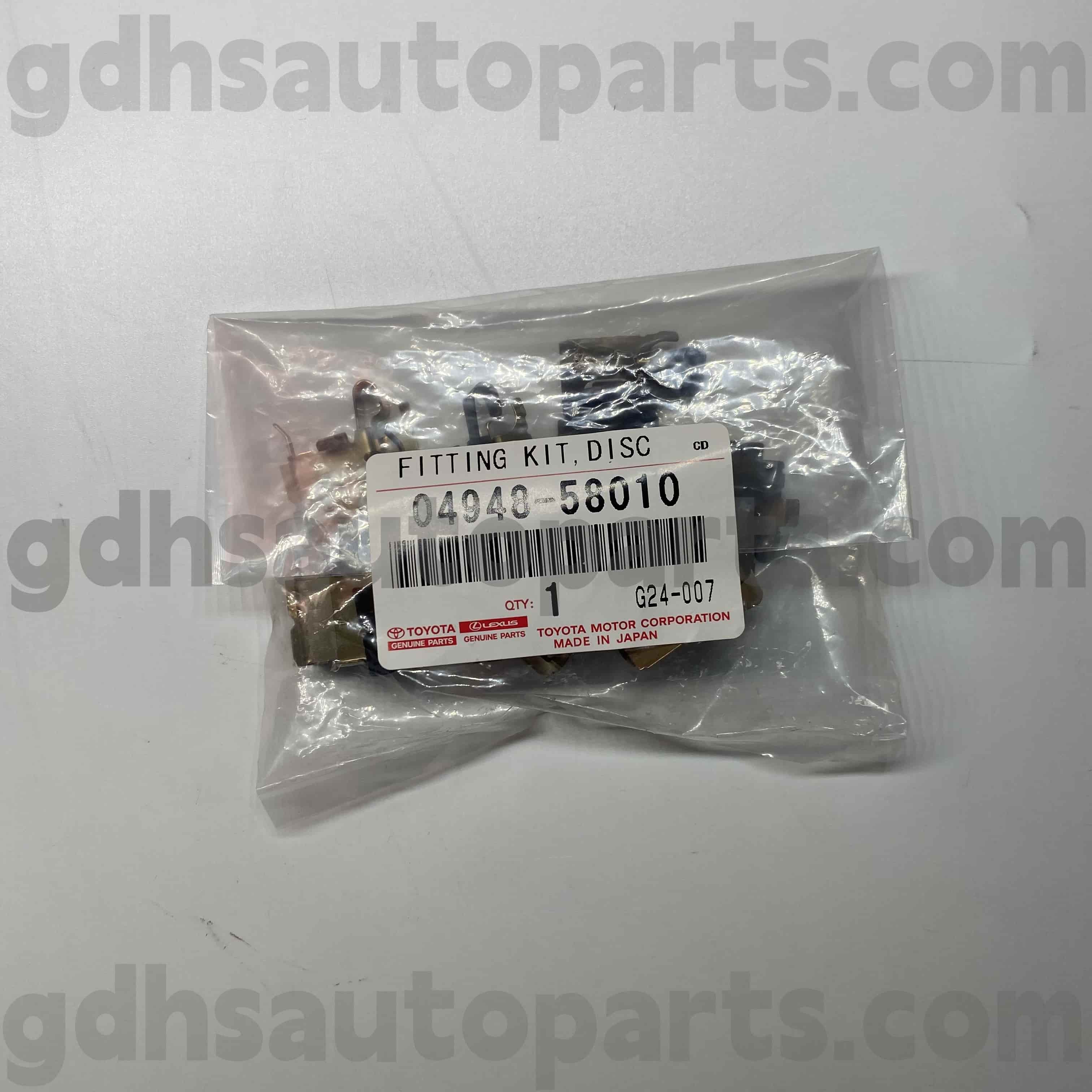 04948-58010 Kit de reparación de pastillas de freno de piezas genuinas Toyota para Harrier/Hybrid, Yaris, Lexus LbxChassis no. ZRE120 ZRE152 ZSP9#
