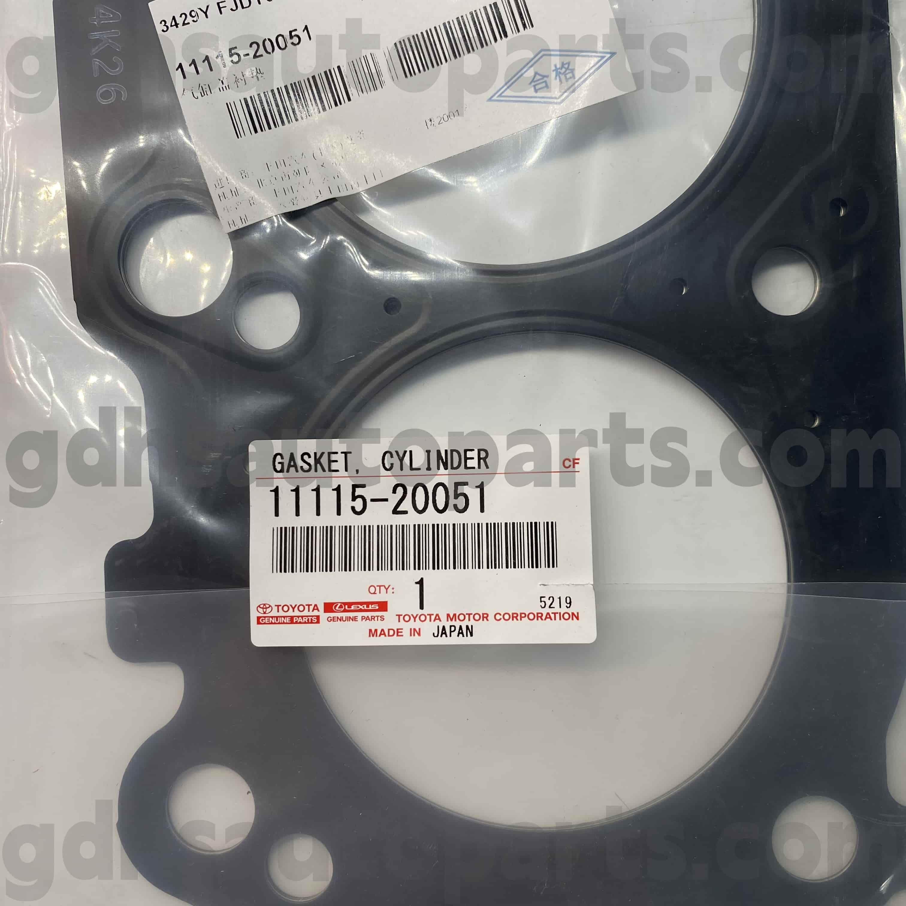 11115-20051 Toyota Piezas genuinas Cubierta de cilindro Anillo de goma para Kluger HV, Harrier HV, Lexus ES300/330