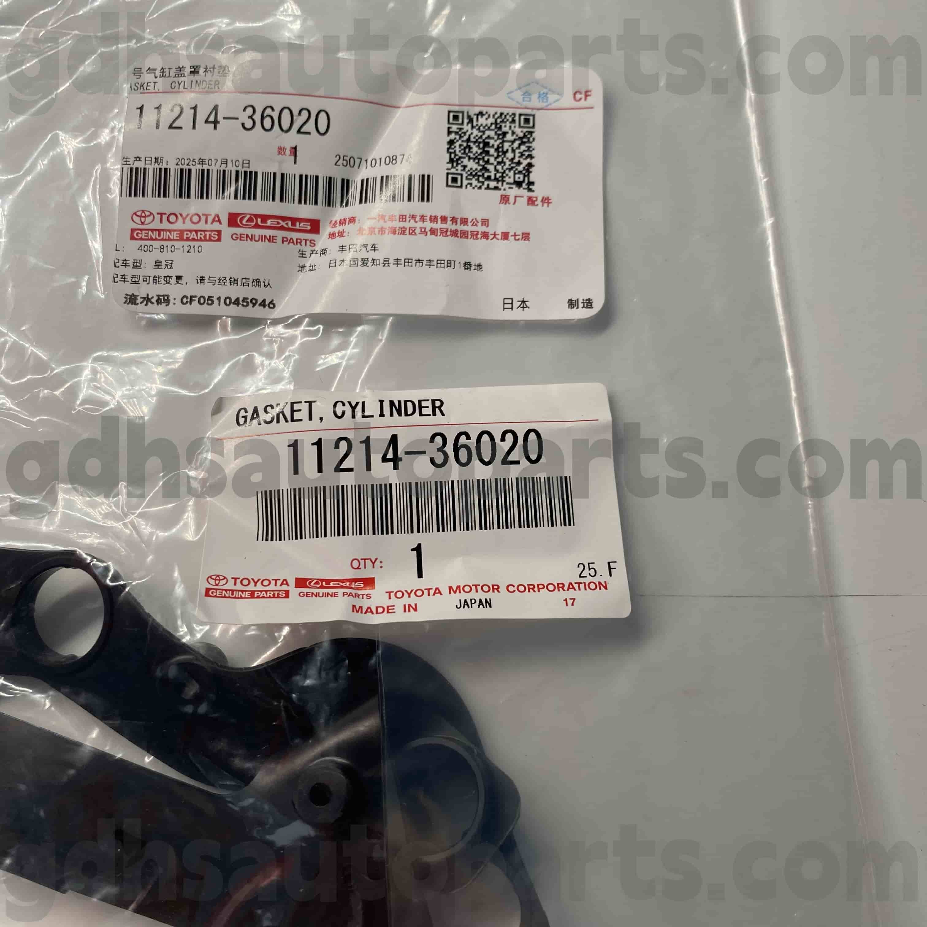 11214-36020 Junta de tapa de culata del banco de piezas originales de Toyota 2 para HIGHLANDER, LEXUS IS SERIES Chasis NO.GGH30