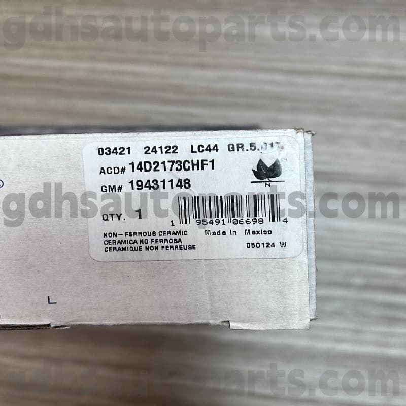 14D2173CHF1 ACDELCO PITURA DE FRENO PARA ESCALADA OE NO. 19431148