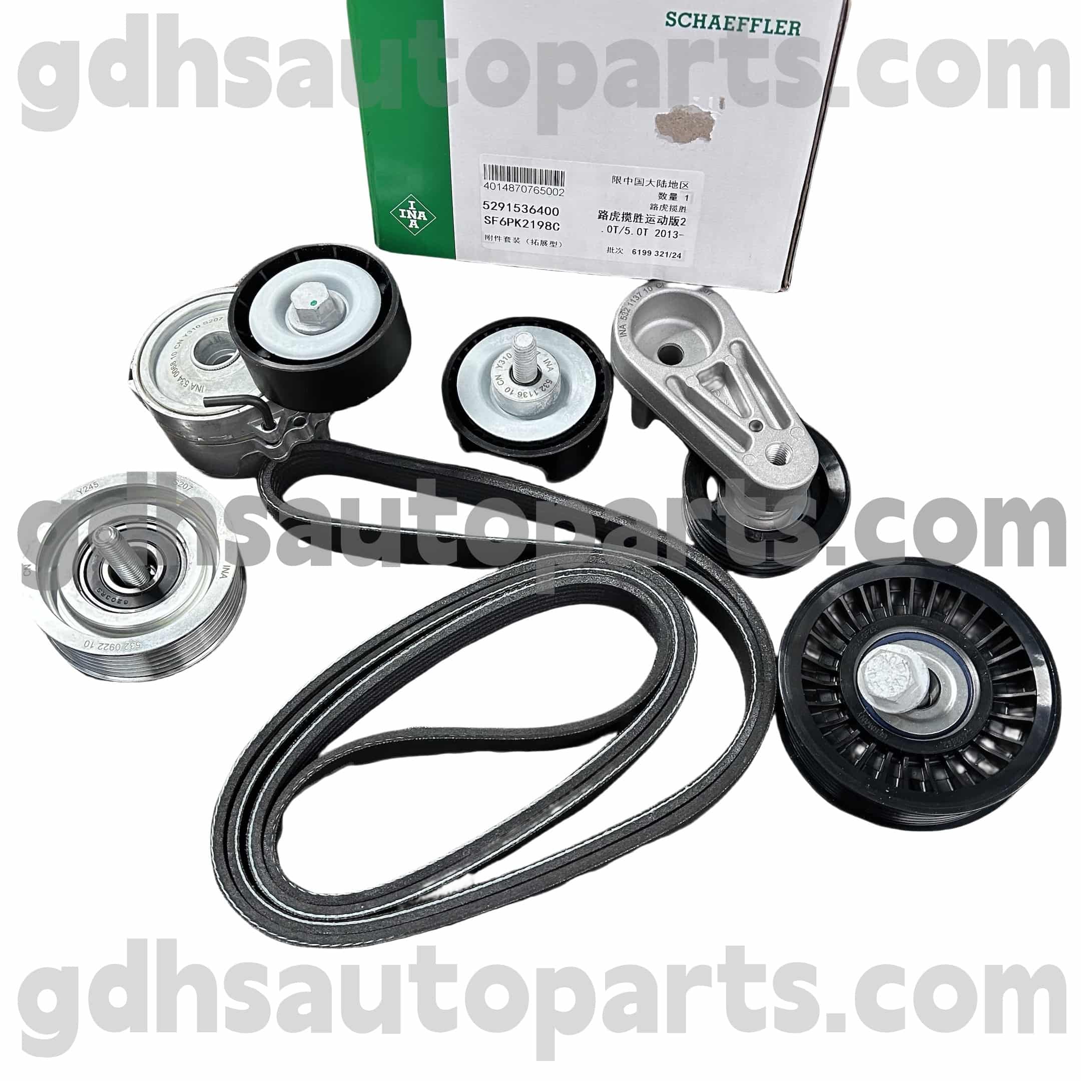 5291536400 Schaeffler Ina Tensor de la correa de transmisión para Jaguar XJ, Jaguar XF, Jaguar XE, F-Pace Oe no. C2Z16647