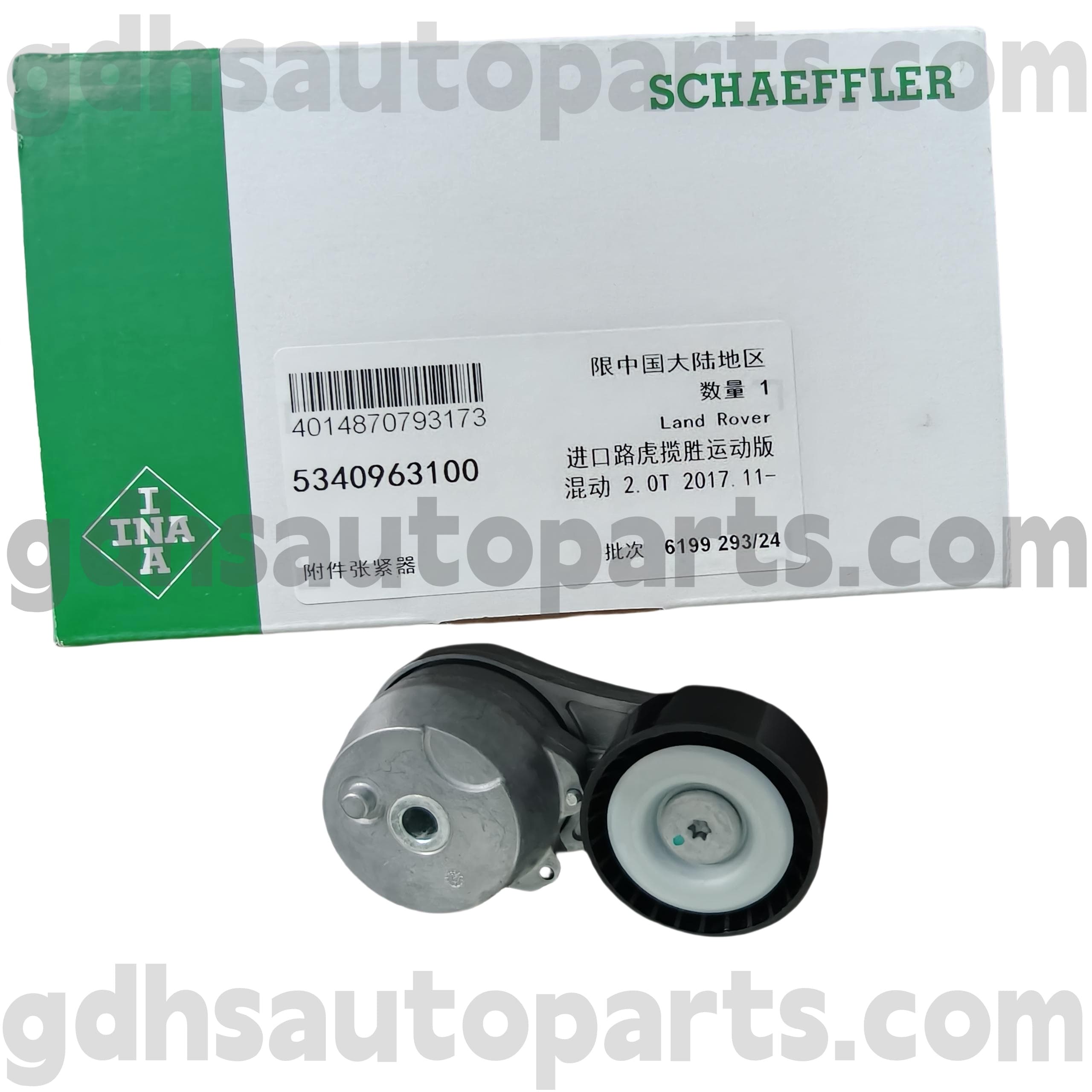 5340963100 Schaeffler INA Tensor de correa de transmisión para Range Rover Velar, nuevo defensor, Range Rover, Range Rover Sport OE No.LR100927